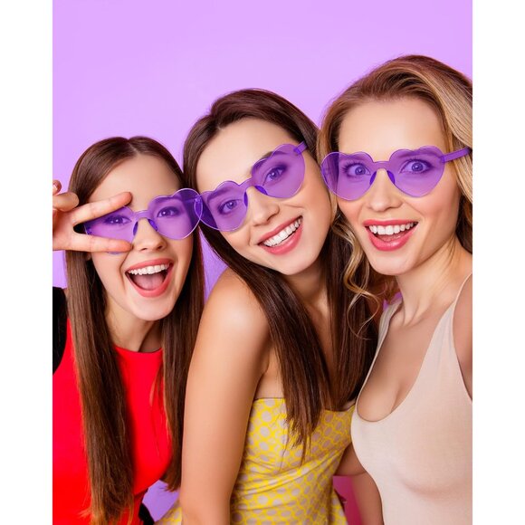 Heart Shaped Sunglasses Bulk Candy Colors Rimless Fashion Party Accessories Wome - Picture 7 of 7